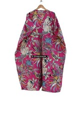 Indian Pink Long Monkey Print Cotton Hippie Maxi Women Nightwear Caftan Dress