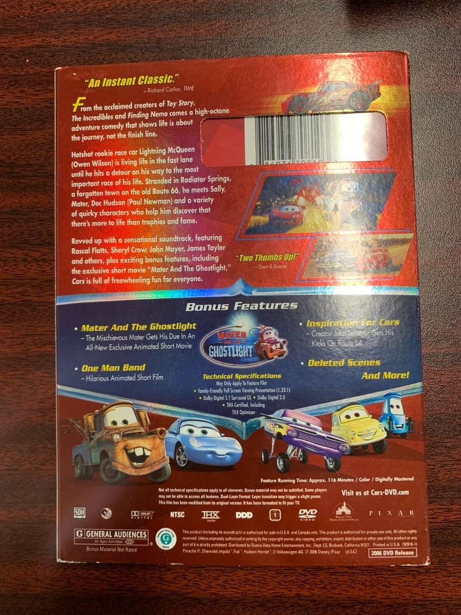 Disney Pixar Cars (DVD, 2006, Full Screen) Owen Wilson J21