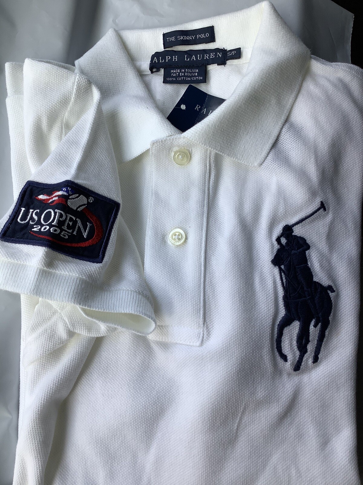 Ralph Lauren Polo US Open Tennis 2005 Women White Shirt Big Pony Sz S/P