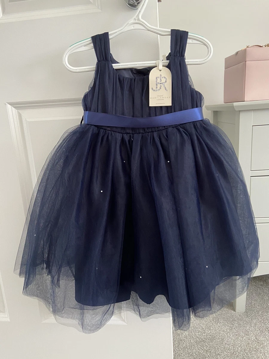 Baby Girls Navy Tulle Party Dress Flower Girl Wedding Occasion Age 18 24 Months