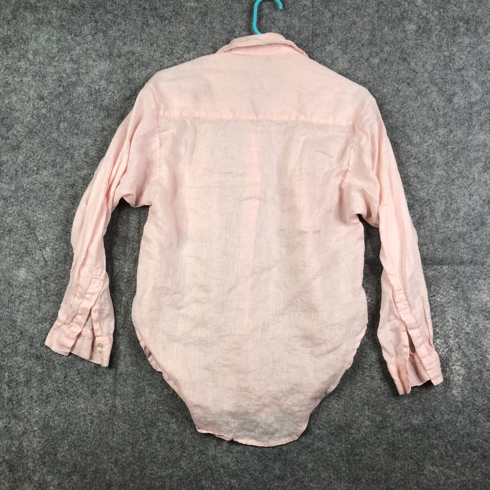Ess the Label Button Up Women's Shirt Size 6 Pink Linen top eBay