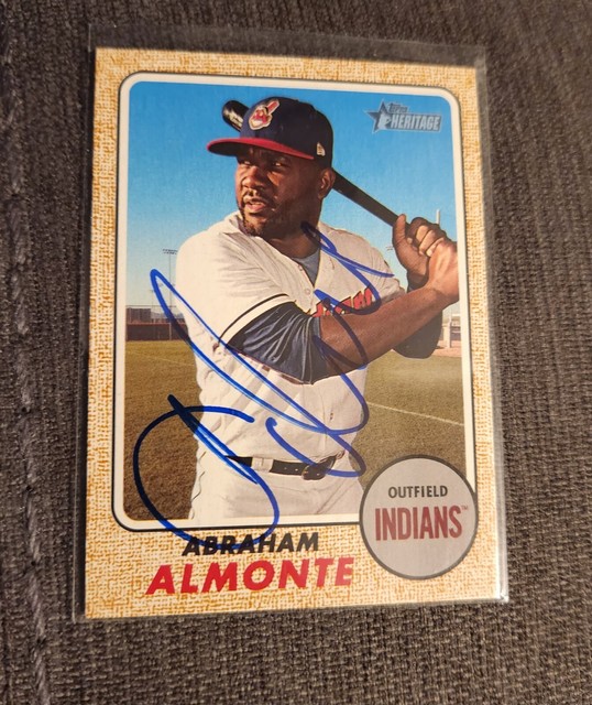 Abraham Almonte Autograph Signed 2017 Topps Heritage Cleveland Indians