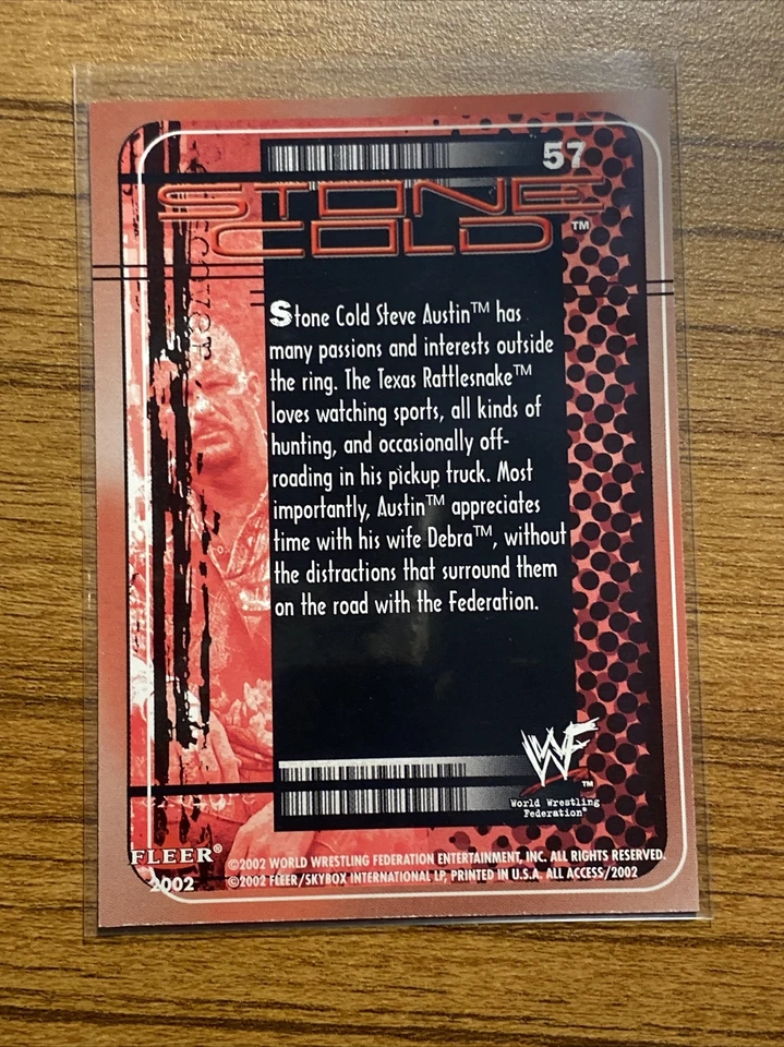 Stone Cold Steve Austin 2002 Fleer All Access Off The Mat, WWE #57 - Image 2 of 2