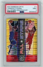 2021 Donruss Optic #11 Luka Doncic Trae Young All-Star Gold Pulsar #01/10 PSA 9