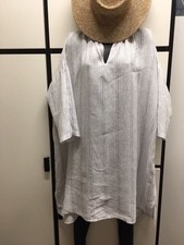 nest Robe Japan Shirt Dress Linen Ink Hazy Stripe Oversize Mannish Shirt Dress