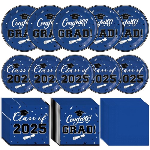 Graduation Decorations 2025 Blue Disposable Graduation Party Supplies Kit wit...
