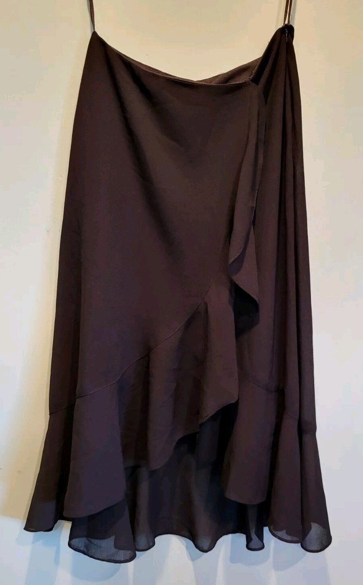 Y2K Vintage JBS Ltd Black Chiffon Ruffle Hi Lo Lined Midi