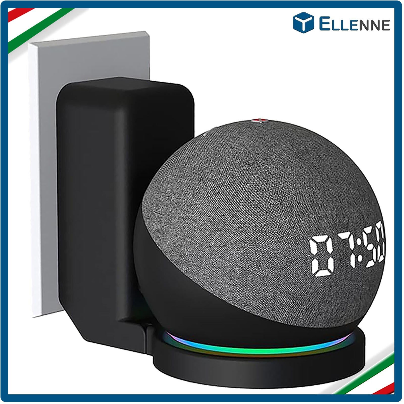 Supporto Echo Dot 4 5 Parete Nero | Offerta Salvaspazio No Fori