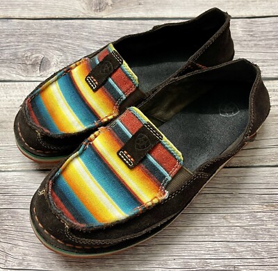 ARIAT Cruiser Suede Chocolate Fudge Serape Print Slip-on Shoes