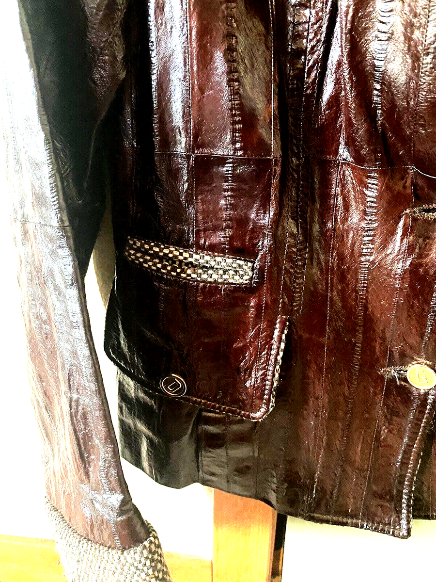 Dolce & Gabbana Brown Eel Leather Fox Fur Collar Jacket, US 4, IT