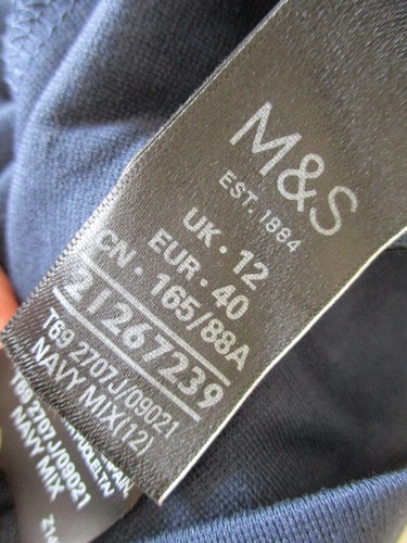 M&S - 2 in 1 navy sleeveless stretchy dress, integral red/white trim top - UK12 - Picture 8 of 9
