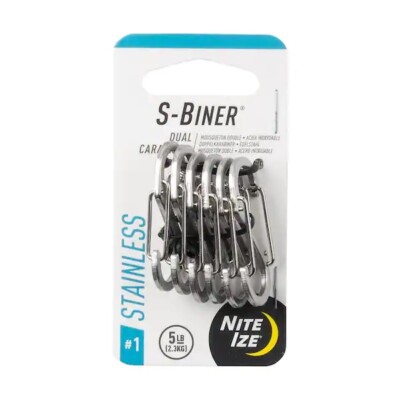 Nite Ize S-Biner Dual-Carabiners Stainless Steel 6-Pack #1 5lb-Rated(SB1-11-6R3)