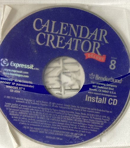 CALENDAR CREATOR DELUXE Version 8 ~ Broderbund CD-Rom Software - Picture 2 of 6