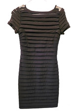 Adrianna Papell Black Knee Length Dress Sheer Top Cocktail Dress Size 2