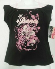 Capezio Future Star Black Raglan Tee Pink Cami Straps Butterfly Rhinestones
