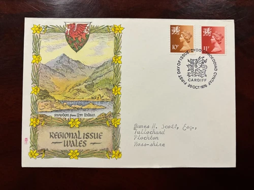 United Kingdom 1976 - Elizabeth II 10, 11p FDC stamps set Wales, Dydd Cyhoeddiad