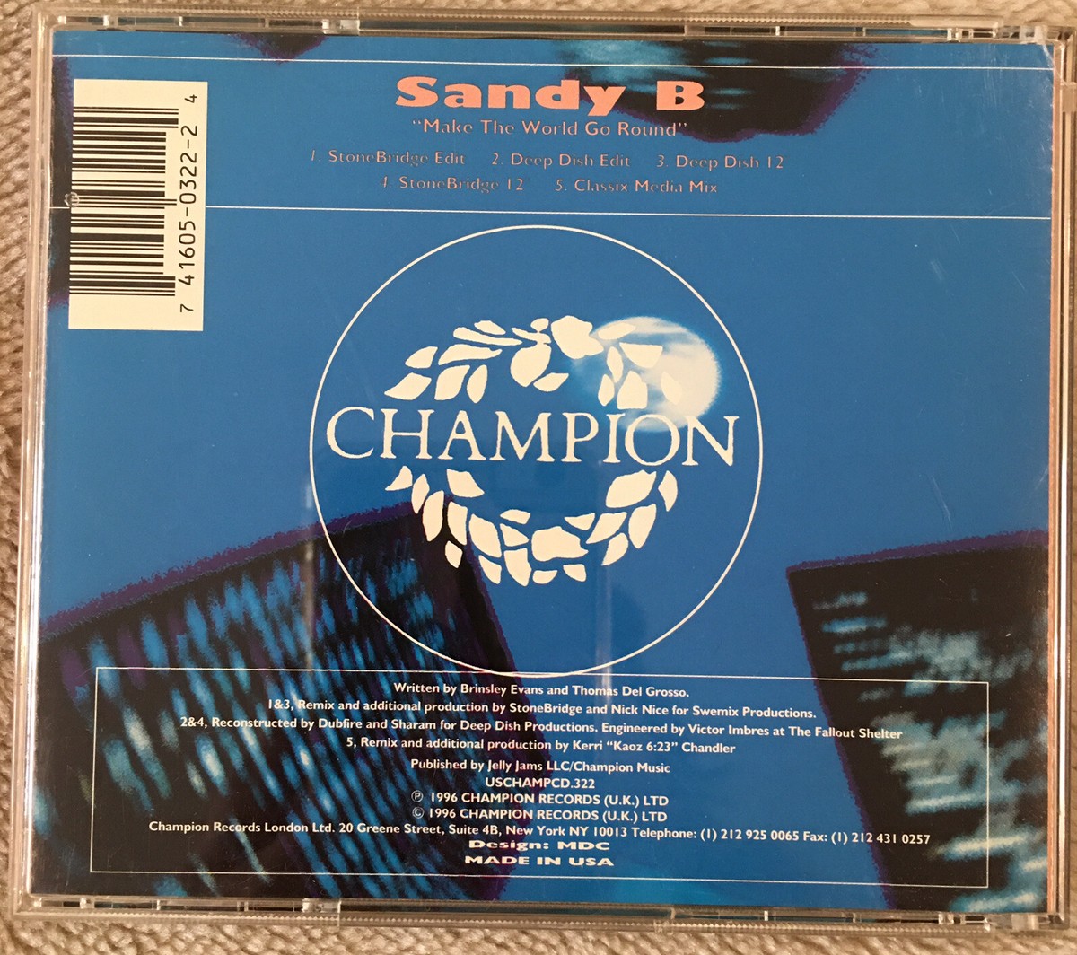 未使用  Sandy B – Make The World Go Round Sandy B “Make The World Go Round” Champion Records 1996 CD-5