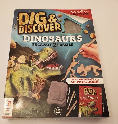 New Dig & Discover Dinosaurs Excavate Kit Domino Game Book Fact Craft Kids Toys