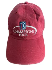 PGA Champions Tour Hat SHOTLink Burgundy Red Baseball Cap 100% Cotton One Size