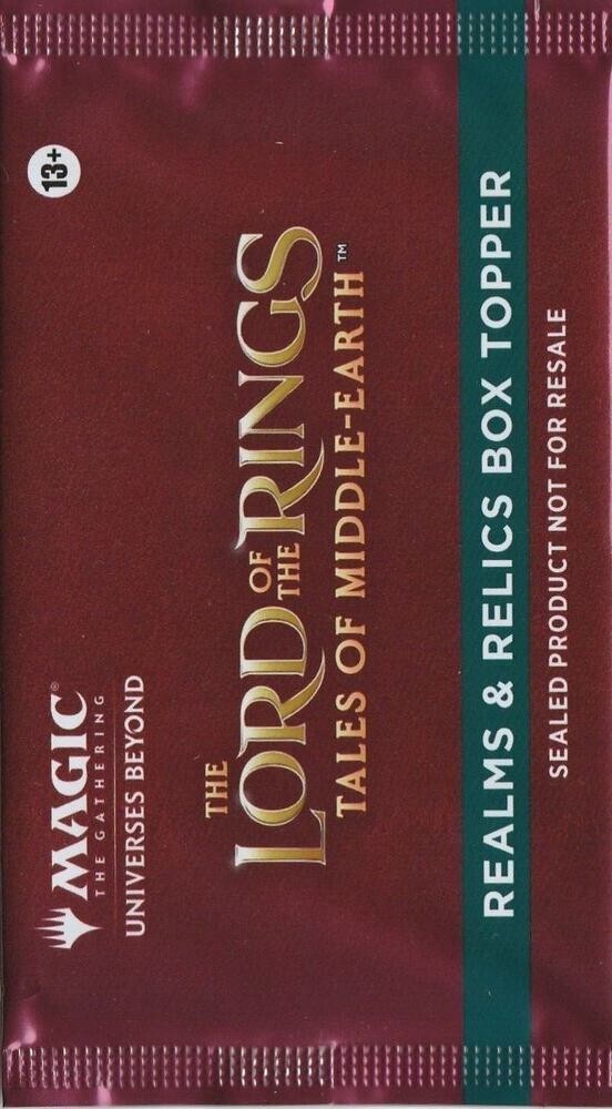 mtg lotr set booster box topper MTG Lord of the Rings: Tales of Middle-earth - Realms & Relics Box Topper  Pack