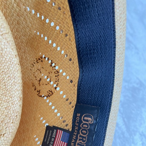 Goorin Bros Panama Hat Adults Small Toquilla Straw Fedora Beige Band Made in USA - Picture 8 of 16