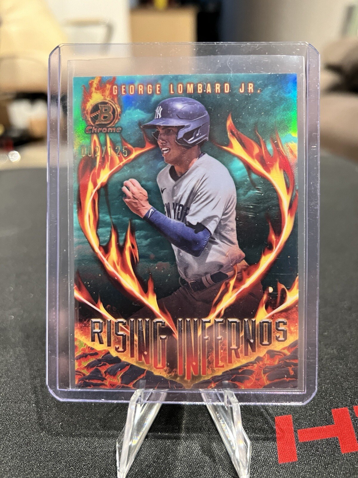2024 Bowman Chrome George Lombard Jr Rising Infernos Aqua Refractor /125 1st