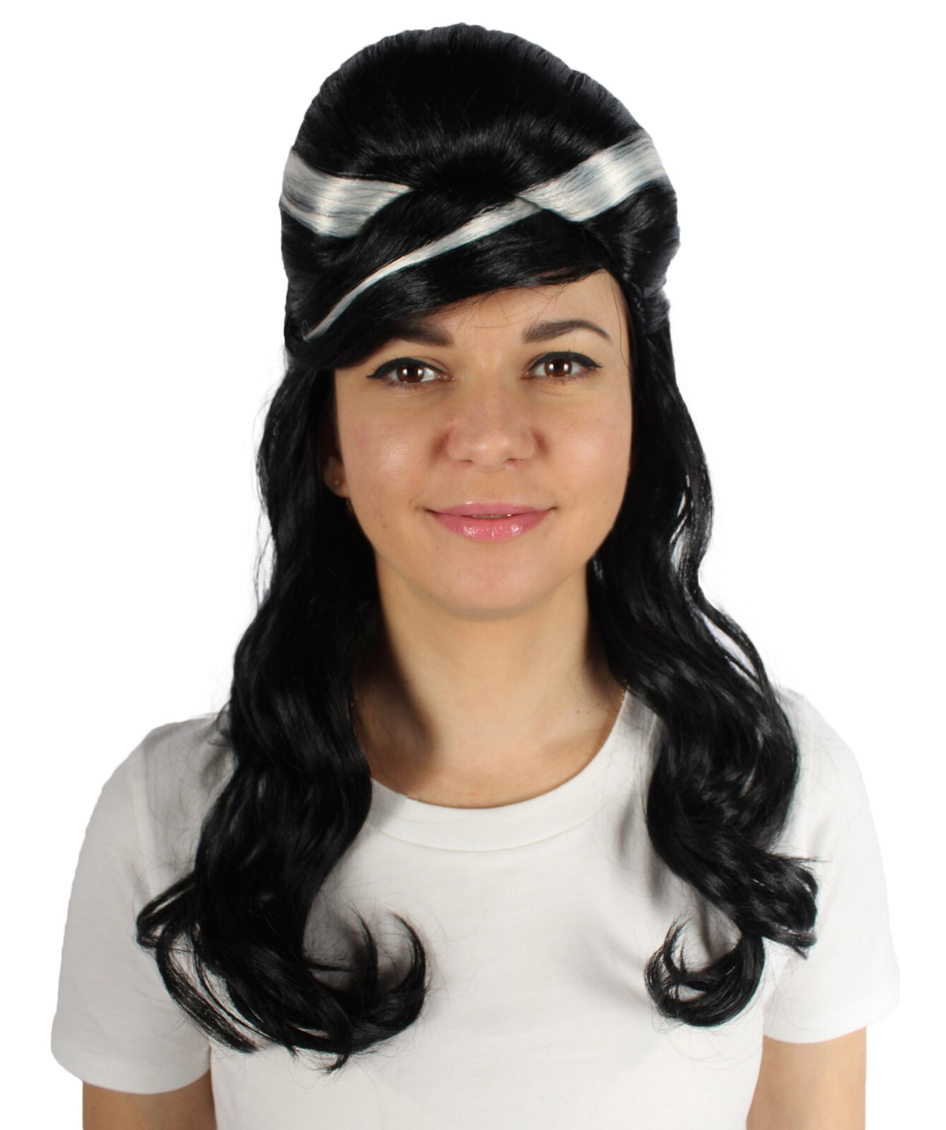 Peluca larga negra cosplay negra negra para mujer HPO, Halloween, HW-7110