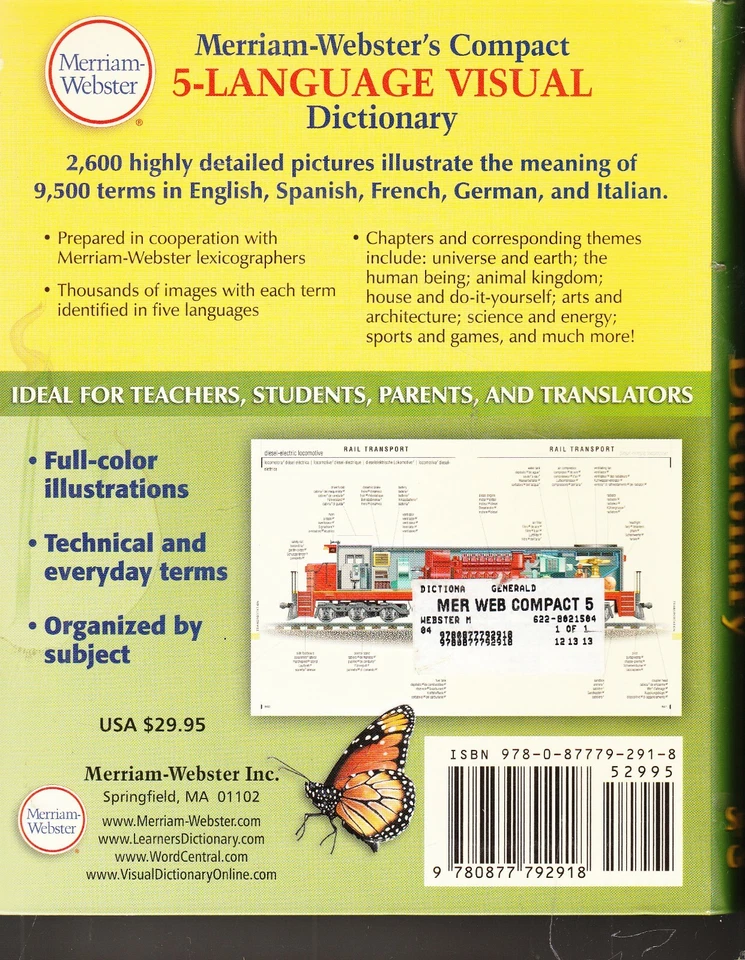 MERRIAM-WEBSTER'S COMPACT 5-LANGUAGE VISUAL DICTIONARY (2010 Paperback) (E) - Image 2 of 4
