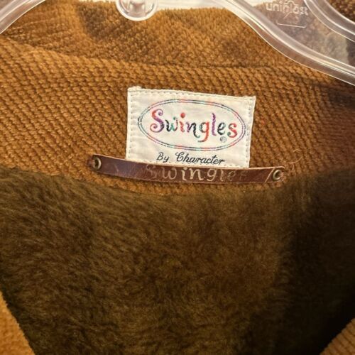Vintage 1980s Brown Corduroy Swingles Woman's Overcoat Jacket Belted Lined - Picture 2 of 4