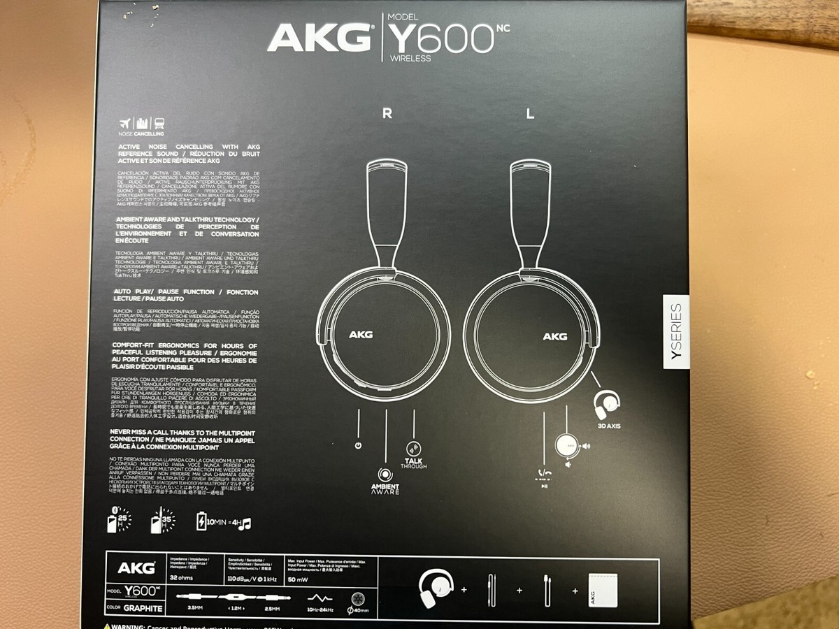 AKG Y600NC Noise Cancelling Bluetooth Headphones - Graphite Black
