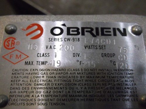 O'BRIEN E74CD1 HEATER ELEMENT 115V 200W (TT6) - Picture 4 of 4