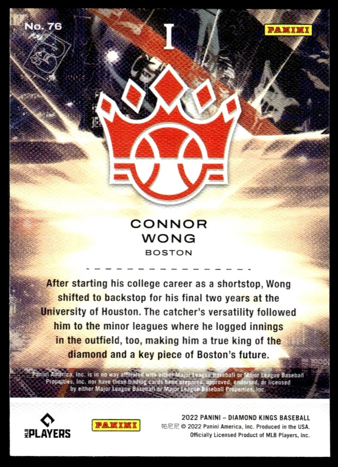2022 Panini Diamond Kings Connor Wong Rookie Boston Red Sox #76 R173 - Image 2 of 2