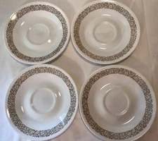 Corelle  Woodland Brown Saucers Set of 4 Vintage Very Good