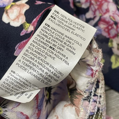 White House Black Market Long-Sleeve Smocked Waist Blouse Floral Sz L NWT - Picture 9 of 9