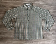 True Vintage 60s 70s Towncraft Penneys Green Plaid Long Sleeve 15-15 1/2 Mens M