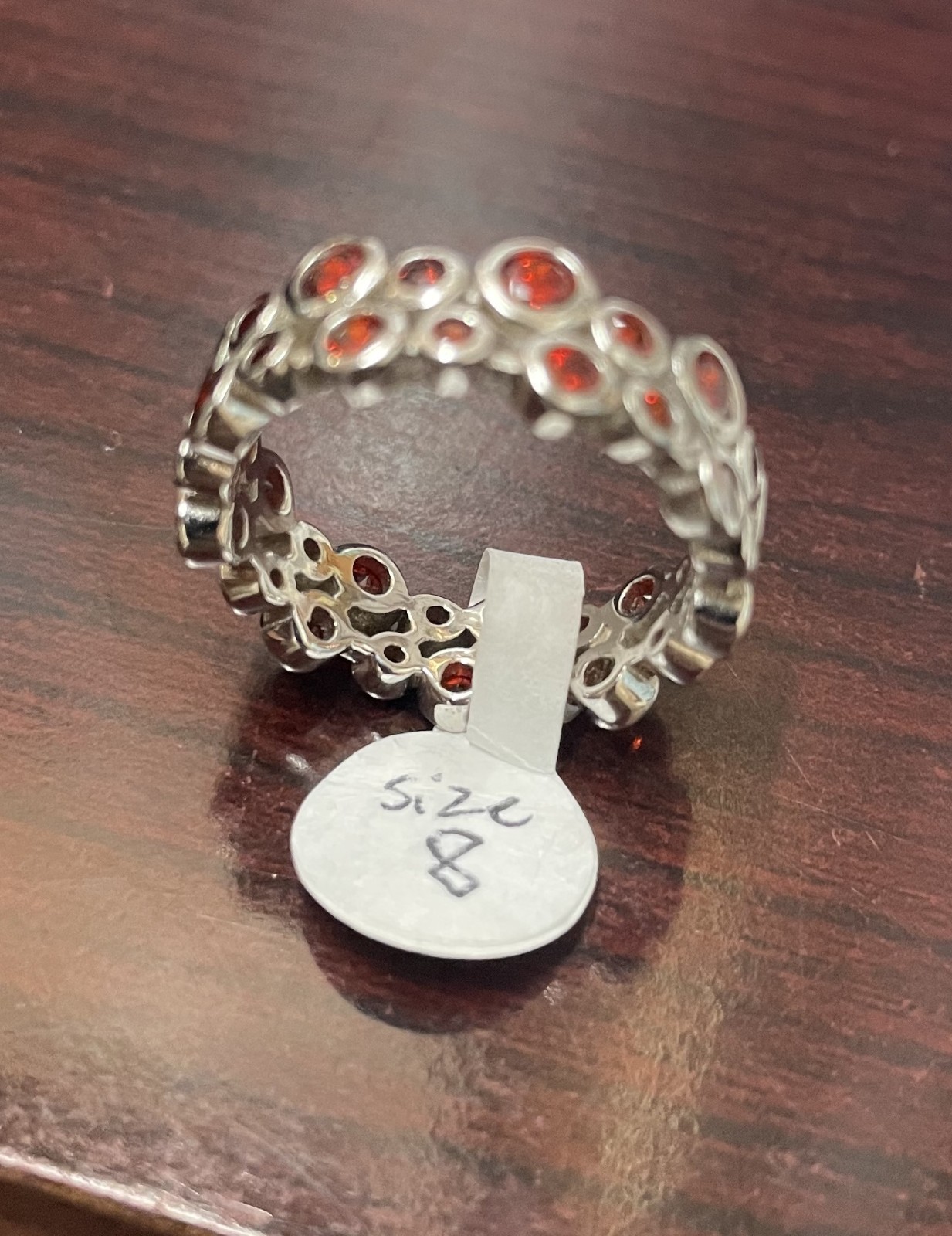 New Sterling Silver Red Ruby Colored Circles Band… - image 3