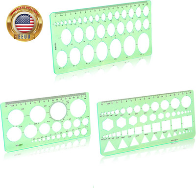 3PCS Circle Template，Plastic Circle Stencils, Geometric Circle Template for Draw