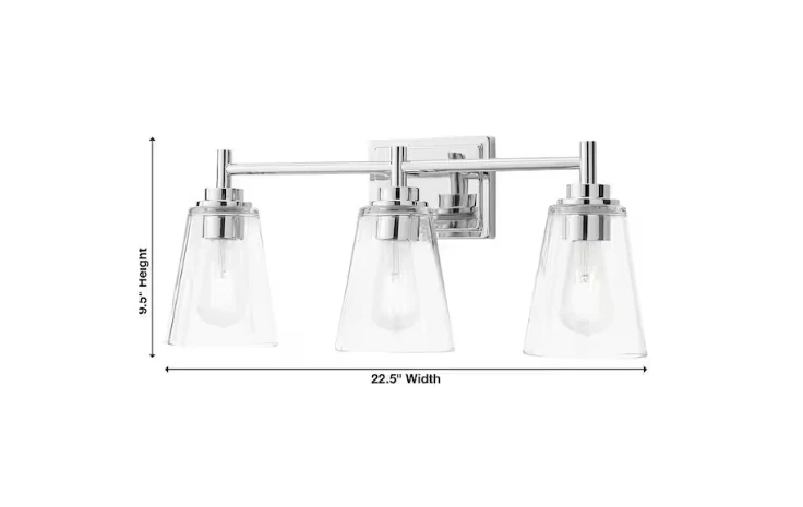 Hampton Bay Wakefield 22,5 pulgadas 3 luces cromo tocador industrial kit de 4 piezas Foto 3 de 4