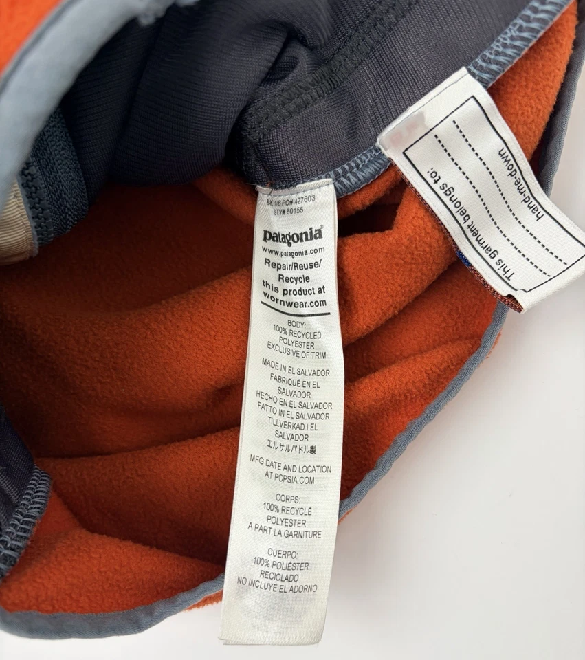 Chaqueta polar Patagonia Micro D Snap-T niños pequeños 3T azul y naranja cremallera completa Foto 4 de 4