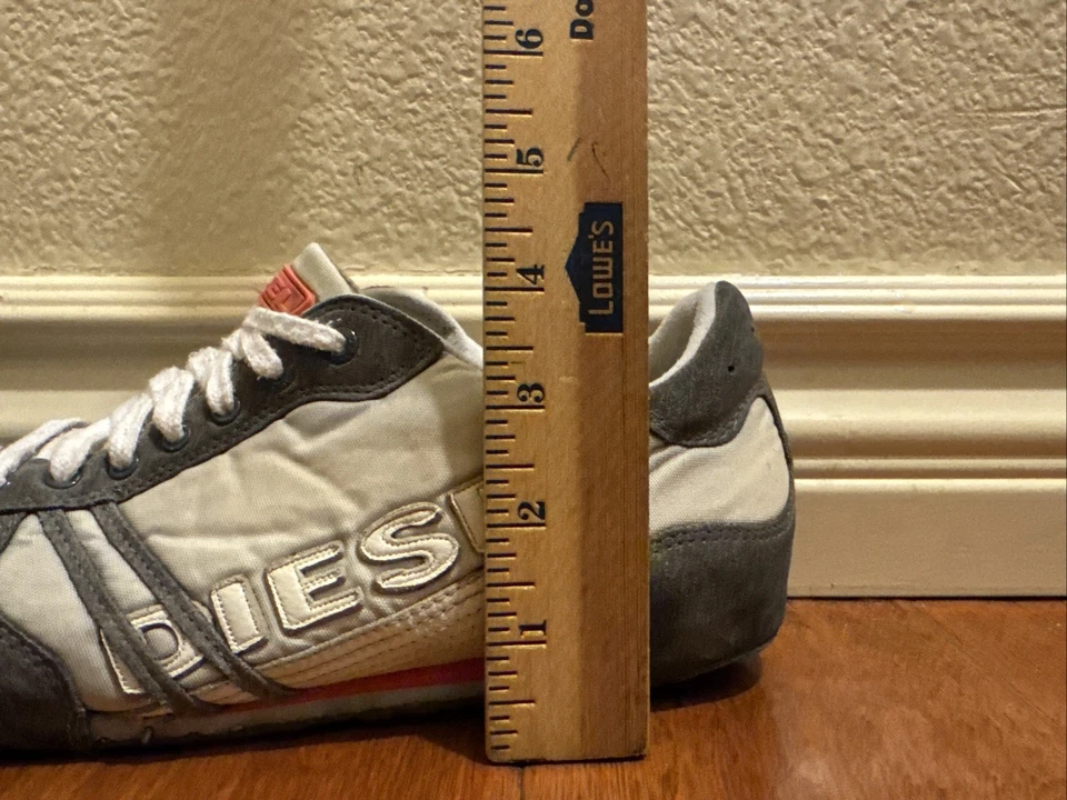 Zapatos Solares Diesel De Colección Para Hombres 9.5 Blanco Gris Gamuza Cuero Tenis Logo Y2K Foto 3 de 4