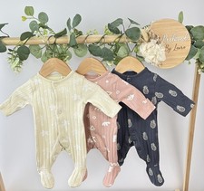 M&S Baby Unisex Set of 3 Preloved Sleepsuits Tiny Baby (6.3lb)