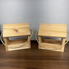 Pair of New Hand Made Cedar Wood Hanging Bird Feeders