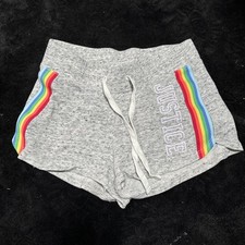 Justice Girls Size 10 Gray Shorts Rainbow Theme Active