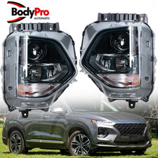 For 2019-2020 Hyundai Santa Fe Headlights Lamp Assembly Housing Black Left+Right