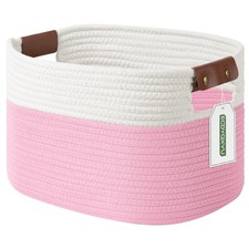 Cotton Rope Basket , Storage Baskets with Handle, 15x10x9 Inch Woven Basket f...