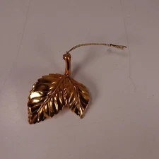 Shiny Gold Leaf Hanging Ornament Christmas Holiday Fall Autumn 3in Decor