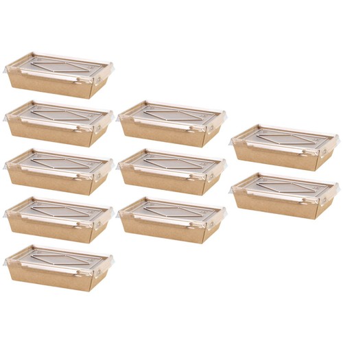 10pcs Food Takeaway Boxes Single Use 2-compartment Salad Boxes with Lids - Afbeelding 12 van 12