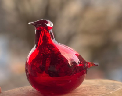Seltener Iittala Oiva Toikka Glasvogel   Red Cardinal / Kardin - mundgeblasen 
