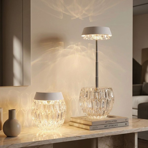 Tischlampe Tischleuchte Nachttischleuchte Led Touchdimmer Edelstahl Glas H 28 Cm-image