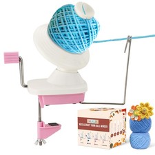 MAOPINER Needlecraft Yarn Ball Winder Hand-Operated, Pink Manual Pink, white